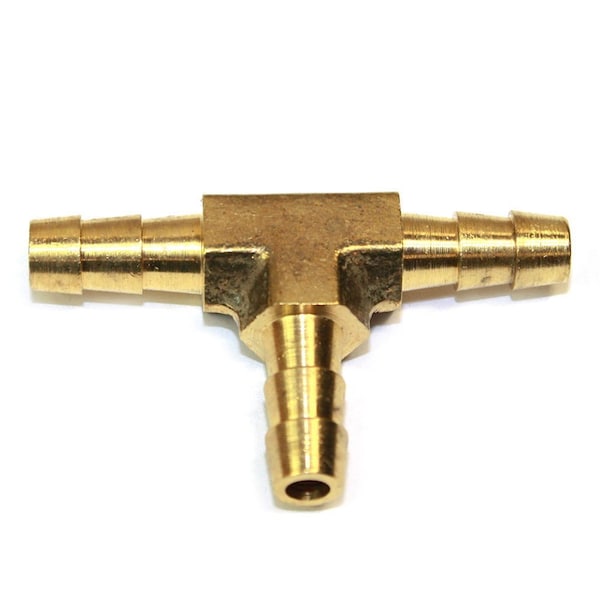 Interstate Pneumatics 1/4 Inch Brass Hose Barb Tee Manifold Fitting, PK 6 FBT44-D6 - main